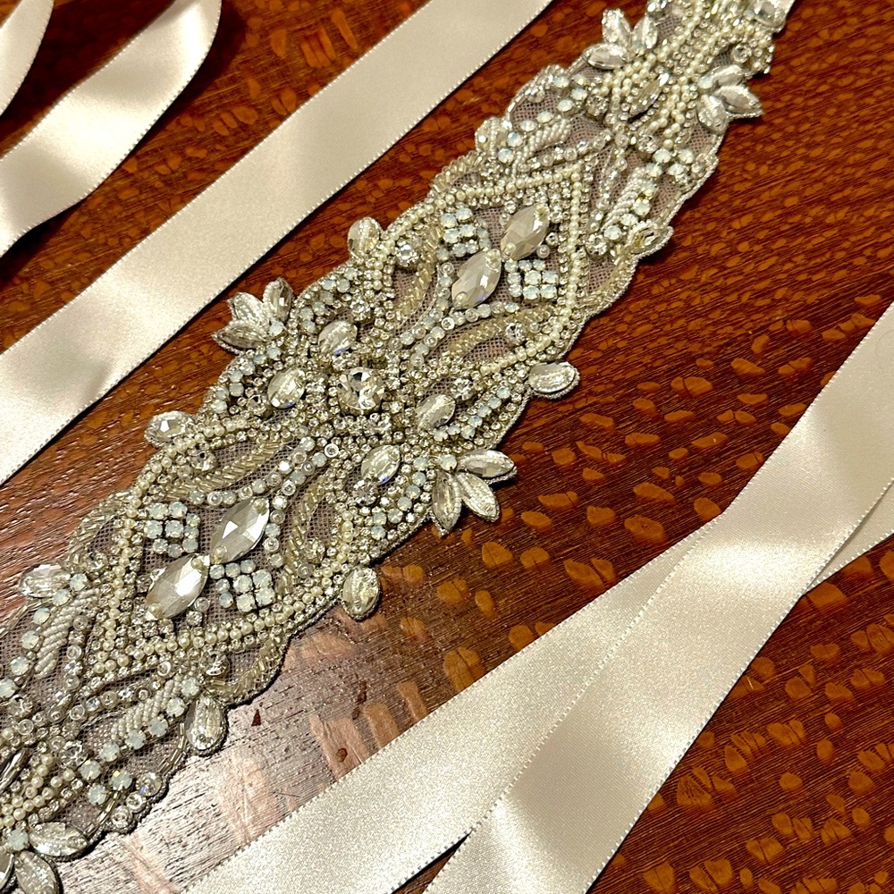 Crystal and satin bridal belt from Blossom